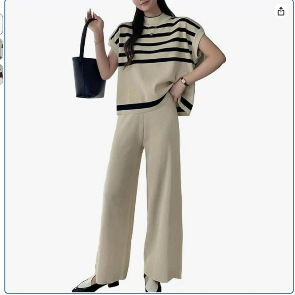 Heyielda Women Knit Sweater & Wide Leg Pant Set New Size Large